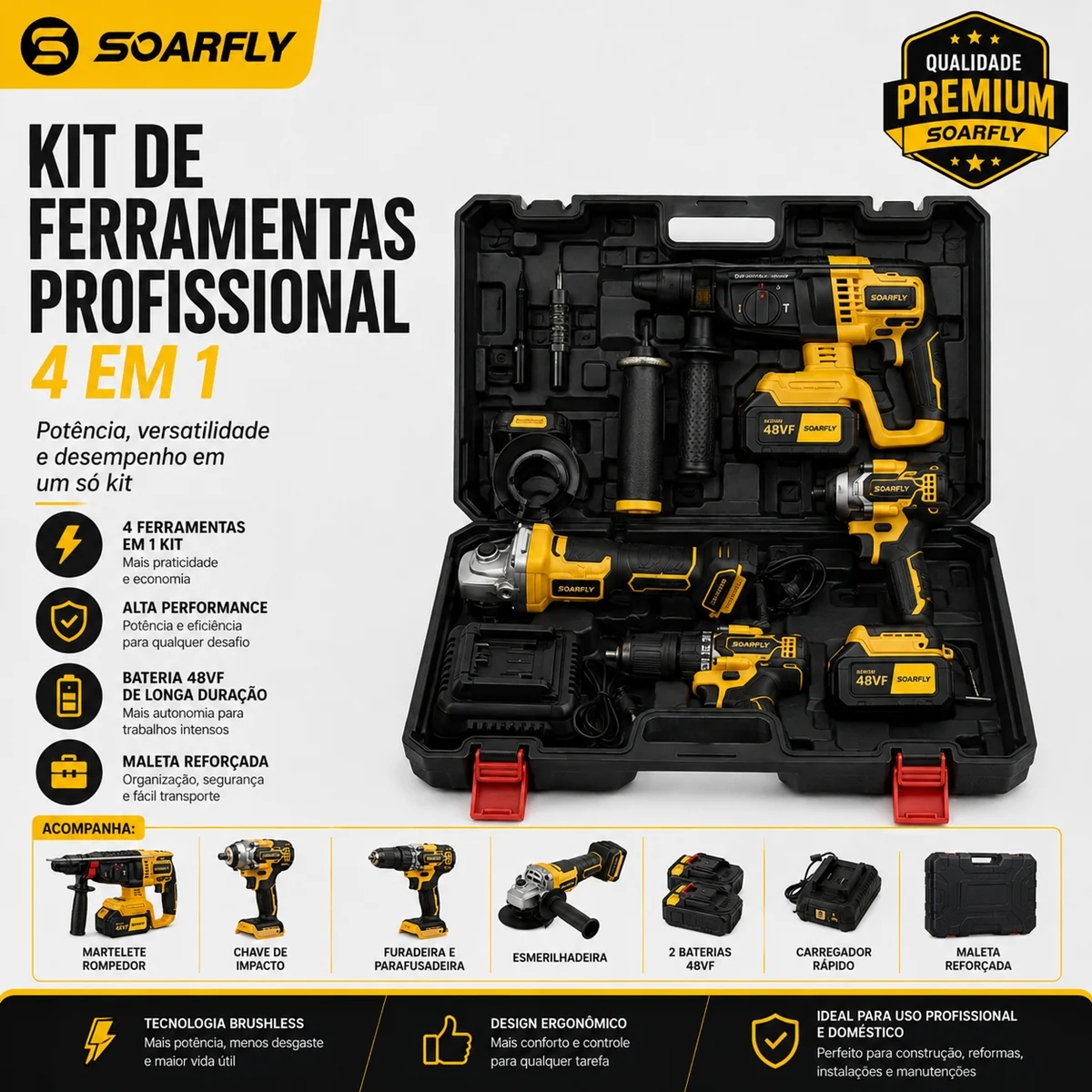 Kit de Ferramentas SOARFLY 4 em 1 Sem Fio
